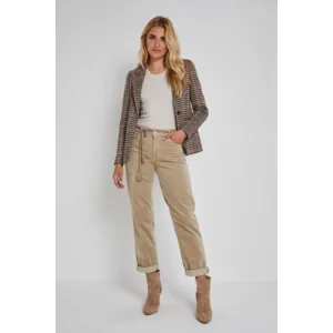 Para Mi Dames broek: Bobby, Vintage Corduroy, Beige Marble, ( Ribfluweel ) ( PARA.330 )