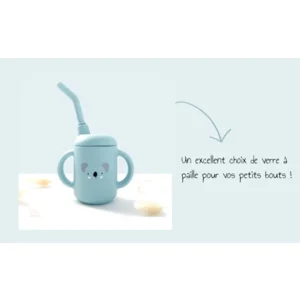 Les Petits Citrons Mini Beker met Rietje Baby Licht Blauw Silicone