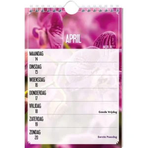 Week kalender - 2025 - Grootletter - Bloemen