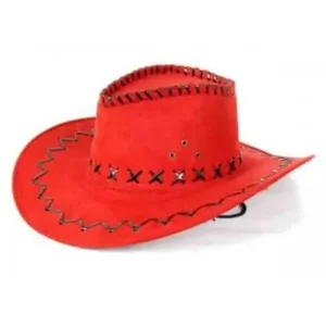 Hoed - Rood - Cowboy - Leatherlook