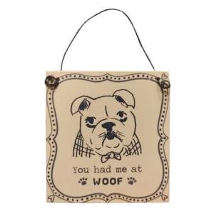 Hangdecoratie - Hond - Reu - You had me at woof- Metaal - 9x10cm