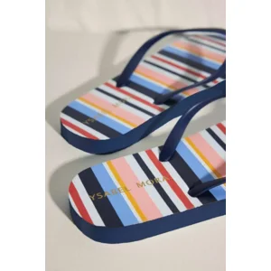Ysabel Mora Stripes teenslippers in multicolor