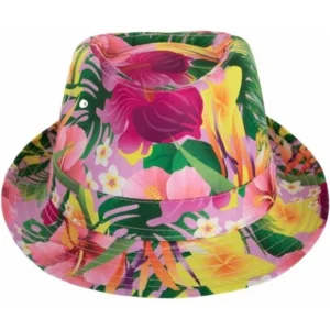 Hoed - Gleufhoed - Hawaii - Met print - Roze