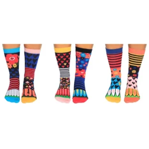 Damessokken Bloemen 6 stuks Mismatched in Cadeaudoos Maat 37-42 Oddsocks