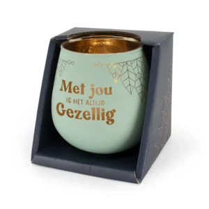 Sfeerlichthouder - Met jou is het altijd gezellig - Glas