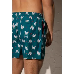 Ysabel Mora Chick'n zwemshort in groen met print