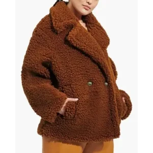 UGG Gertrude Short Teddy Coat Hardwood Damesjack