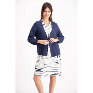 Signe nature Dames Cardigan met knopen, Marine Blauw ( Signe.1282 )