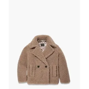 UGG Gertrude Short Teddy Coat Putty Damesjack