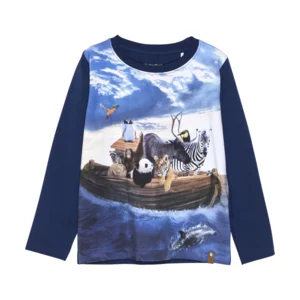 Minymo Jongens Blauwe Lange Mouwen Tshirt - Dierenprint