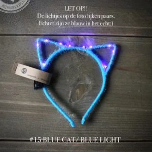 Poezen Diadeem met led lampjes blue moon