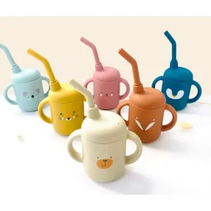 Les Petits Citrons Mini Beker met Rietje Baby Licht Blauw Silicone