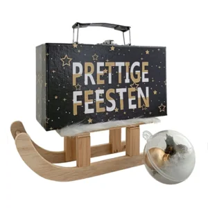 Kerstslee met 'Prettige Feesten' Koffertje