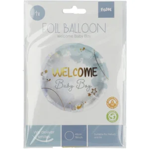 Folieballon - Welcome baby boy - 45cm- Zonder vulling