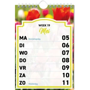 Week kalender - 2025 - Grootletter - Bloemen