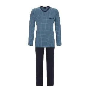 Ringella Heren Pyjama: Blauw, geruit, rechte broek ( RIN.548 )