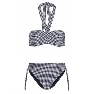 Cyell Gingham strapless voorgevormde bikini in blauw en wit