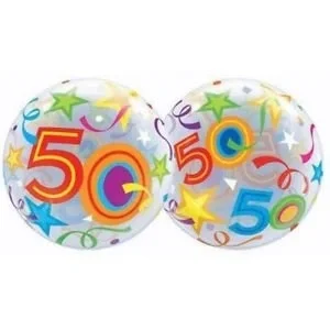 Folieballon - 50 Jaar - Bubble - 56cm - Zonder vulling