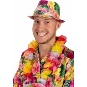 Hoed - Gleufhoed - Hawaii - Met print - Roze