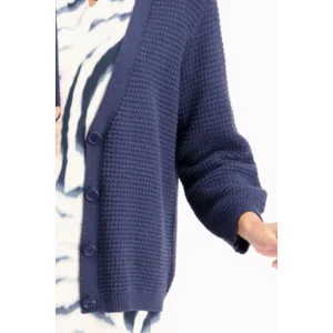 Signe nature Dames Cardigan met knopen, Marine Blauw ( Signe.1282 )