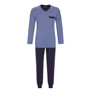 Ringella Heren Pyjama: Blauw, Vhals ( RIN.526 )