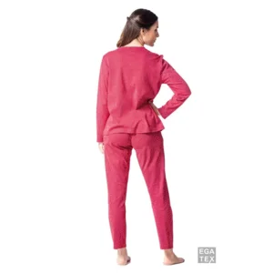 Egatex Dames pyjama: Rood, lange mouwen ( EGA.388 )