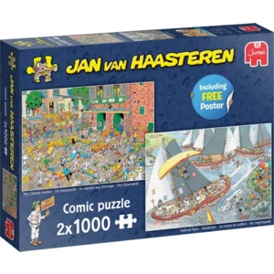 Puzzel - Jan van Haasteren - Hollandse tradities - De kaasmarkt & Skûtsjesilen - 2 x 1000st.