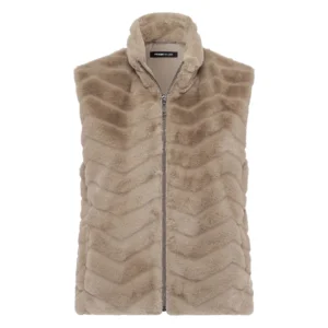 Frank Walder Bodywarmer: Beige, bont jasje ( WAL.33 )