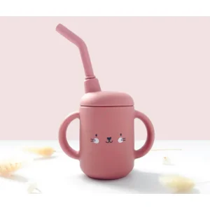 Les Petits Citrons Mini Beker met Rietje Baby Roze Silicone