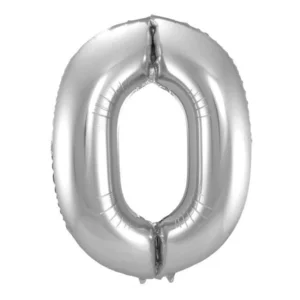 Folieballon - Cijfer - 0 - Zilver - 86cm - Zonder vulling