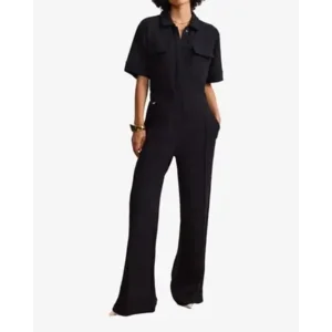 Lune Active Moon Classic Cargo Overall Zwart Dames Jumpsuit