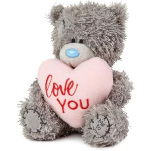 Knuffel - Beer - Love you - Met lichtroze hart - 11cm