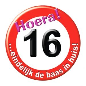 Button - 16 Jaar - Verkeersbord - Klein