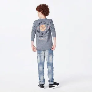 superzachte longsleeve met dubbelprint faded blue