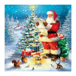 Kaart - Kerst - Tracks - Kerstman met lijst - XPS089A