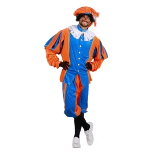 Piet - Kostuum - Blauw, oranje - Populair - Polyesterfluweel - L