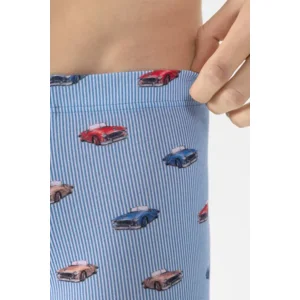 Mey Retro Car herenshort in lichtblauw met auto-print