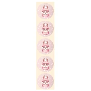 Stickers - Konijn met muts & sjaal - Rond - 4cm - 100st. - DBLS059