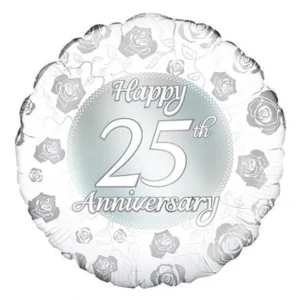 Folieballon - Happy 25th  Anniversary - 45cm - Zonder vulling