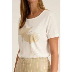 Signe Nature T-shirt: bedrukt, Wit / Beige ( Signe.1078 )