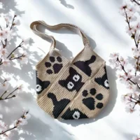 Handmade Gehaakte Tote Bag – Kattenpatroon