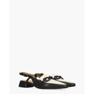 Di Lauro Wilicha Zwart/Off-White Dames Slingbackloafers