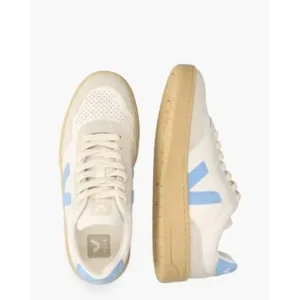 Veja V-90 O.T. Leather Wit/Blauw Damessneakers