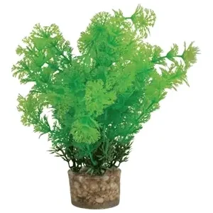 Zolux ornament pastic plant op steen neutraal assorti 20x10x10 cm