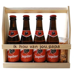 Jupiler bierpakket 'Ik hou van jou, papa' (4 flesjes) - Houten kratje